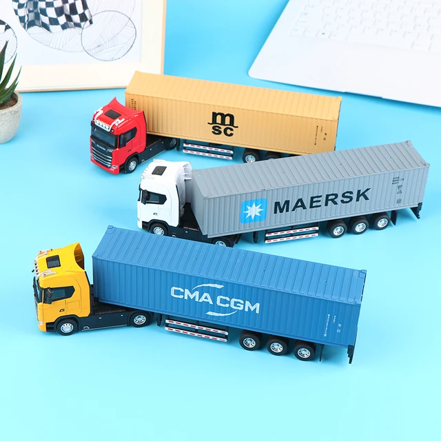 1:50 Diecast Alloy Truck Head Model Toy Container Truck Pull Back With Light Engineering Transport Vehicle