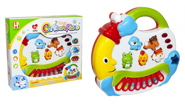 SUPER TOY Plastic Musical Piano Toy with Animal Sound for Kids (Multicolor) (Without Battery)