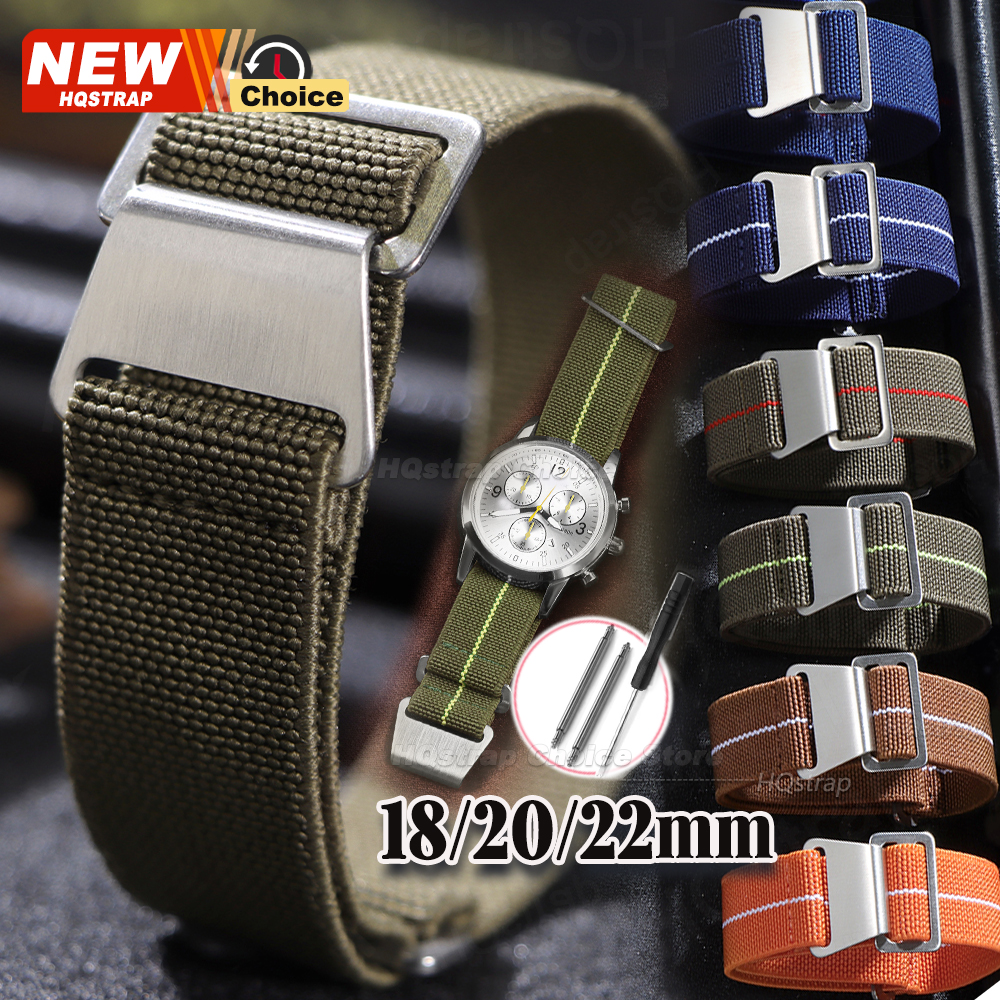 New Troops Parachute Bag Elastic Watch Strap 18mm 20mm 22mm Bracelet Nylon Watchbands Man's Universal Wristband Fabric Wristband