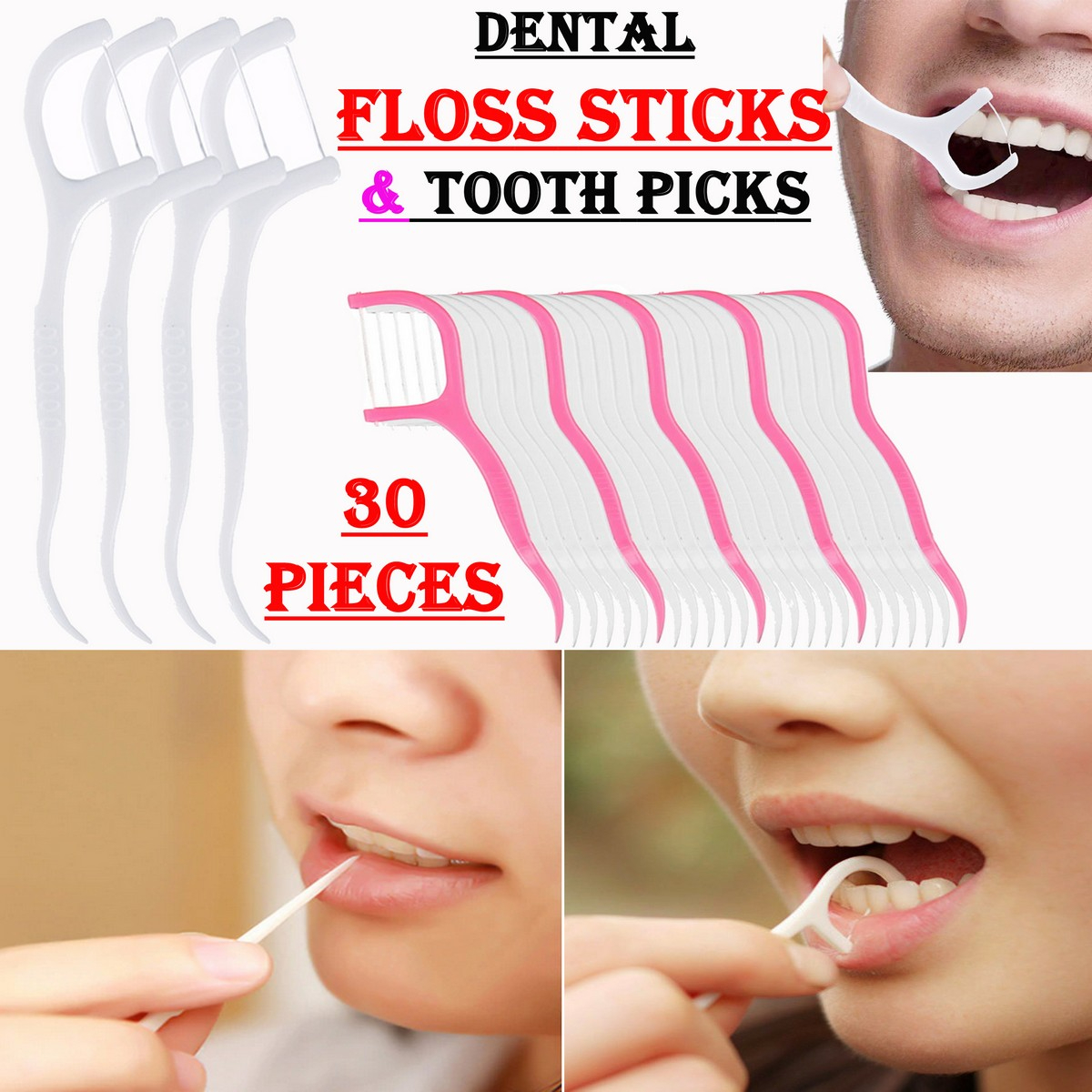 30Pcs 2-in-1 Dental Floss Sticks and Toothpicks Interdental Plaque Remover Compact Oral Hygiene Tool Removes Food Particles and Plaque Keeps Teeth and Gums Healthy Ideal for Daily Use Portable Design for Travel Effective Dental Care for Clean and Fresh
