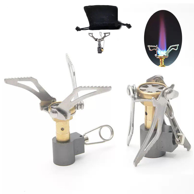 3000W Titanium Mini Camping Gas Burners One-Piece Pocket Stove Outdooor Hiking Folding Cooking  Portable Furnace
