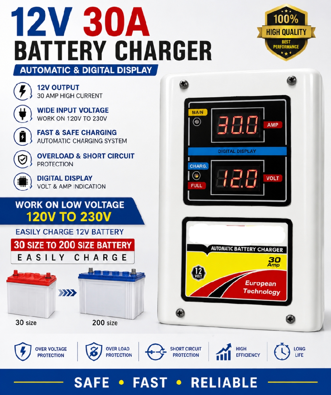 12V 30A BATTERY CHARGER / 12V CHARGER FOR BATTERY