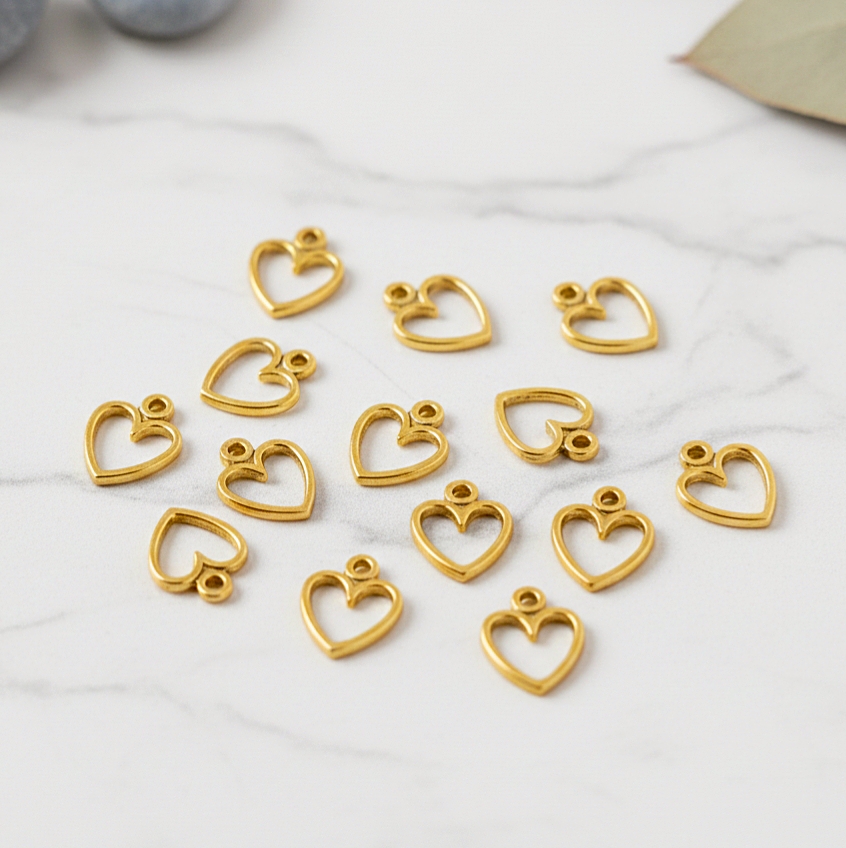 Heart Shape Charms 30pcs — Perfect for Jewelry Making, Bracelets, Earrings & Craft Projects