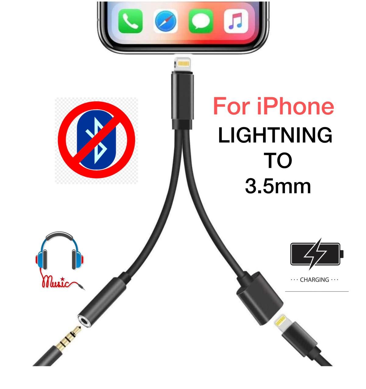 MAK TEC Lightning to 3.5mm 2 in 1 Earphone Audio Adapter without