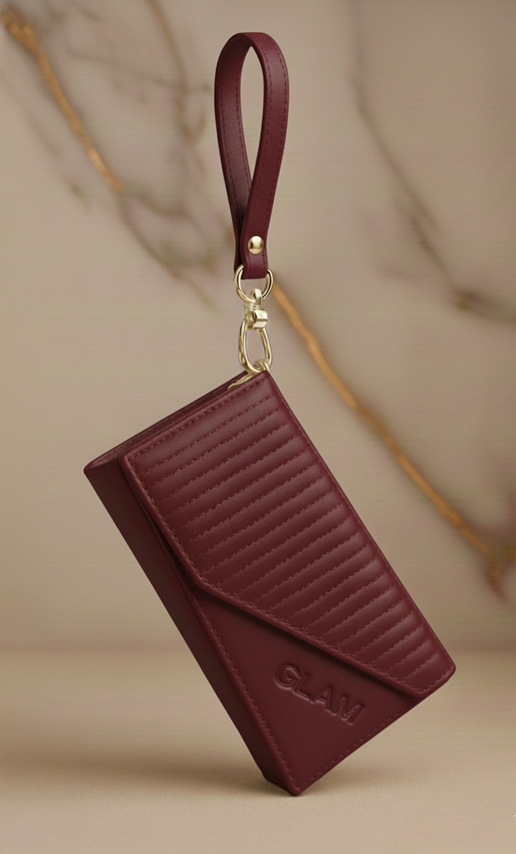 Premium Quilted Mobile Pouch & Wristlet Handbag for Girls | Stylish Mobile Pouch and Multi-Card Slot Clutch Bag