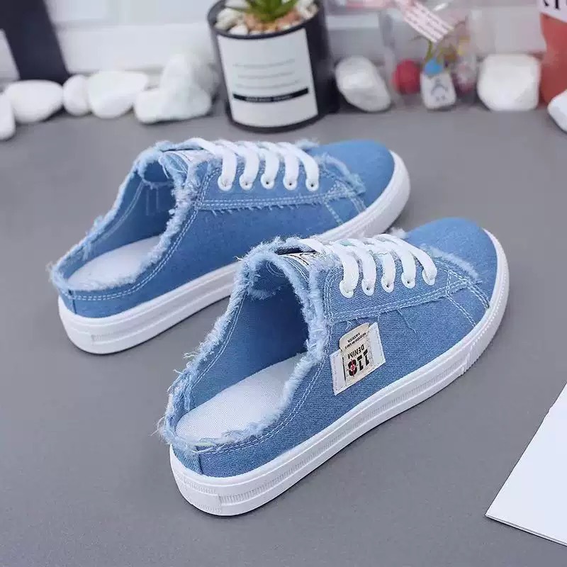 2026 Spring Summer Women Canvas Sneaker Low Top Denim Sneakers Ladies Lace-Up Flat Canvas Board Shoes Female Sapatos Femininos