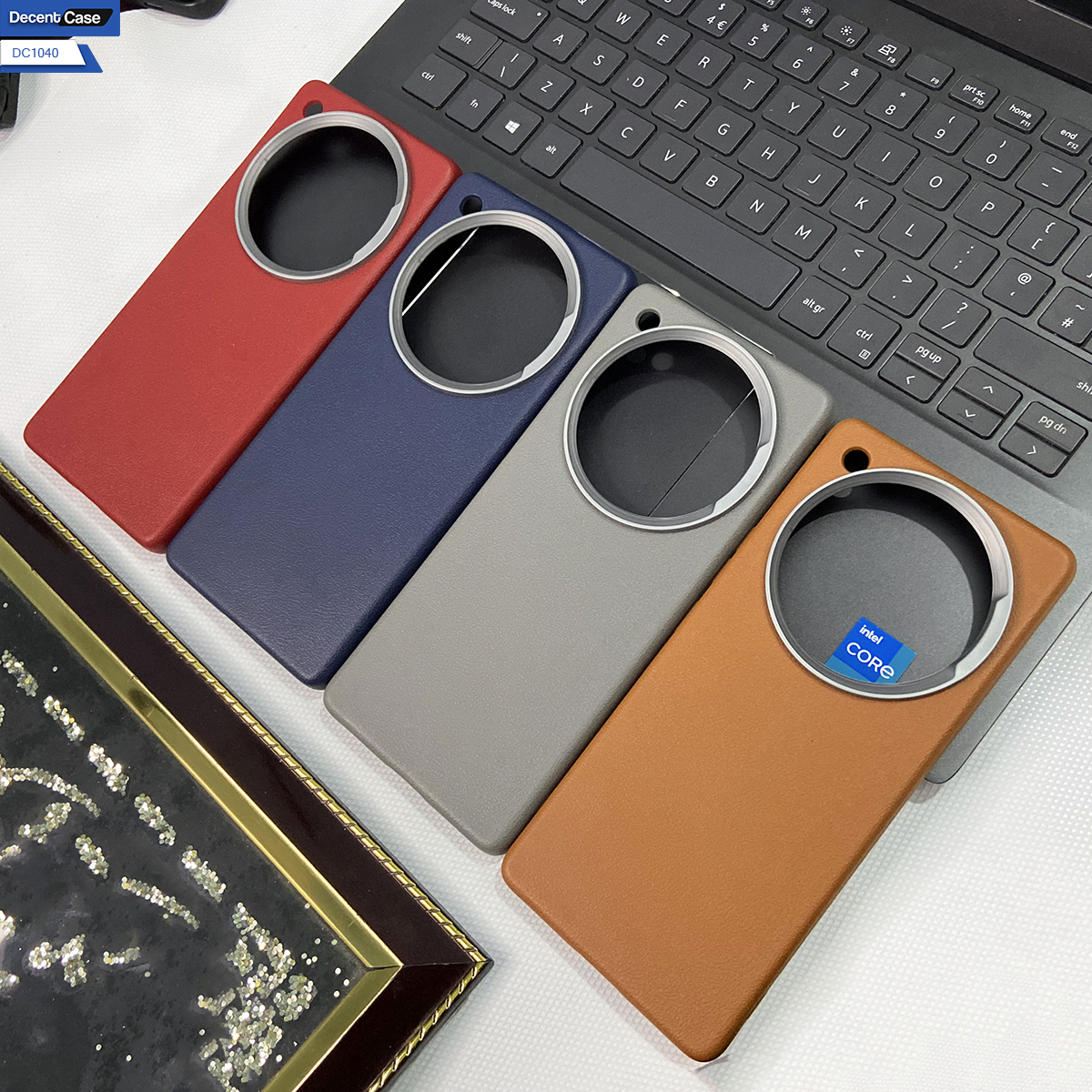 Infinix Zero 40 Cover - Light Gray - New Leather Texture Metal Ring Phone Case – Slim Soft Protective Back Cover