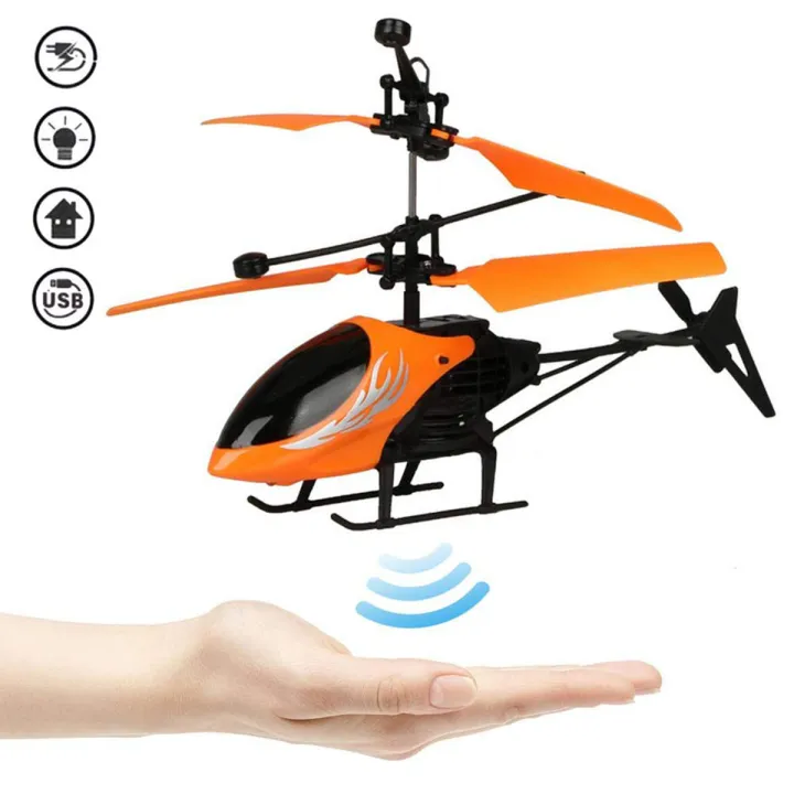 Hand Induction Control Flying Helicopter Toy with Infrared Sensor, USB Charger and Flashing Light for Kids
