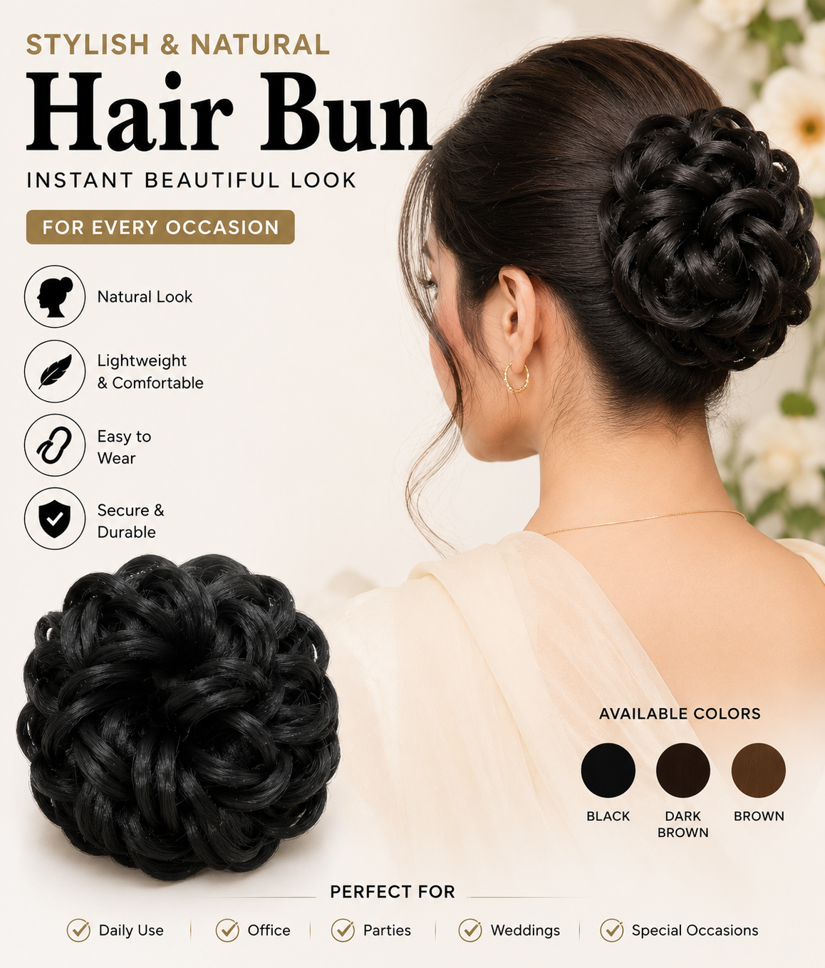 Hair Extensions Synthetic Hair Jura Scrunchie Hair Bun Extension Hairpiece For Women Girls Instant Juda Maker Daily Casual Party Bridal Styling