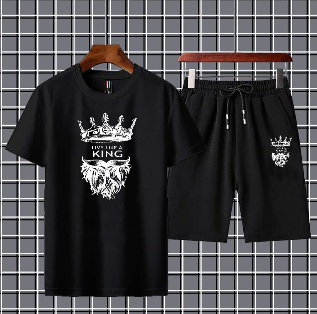 LIVE LIKE KING Printed summer nikkar shirt for boys.