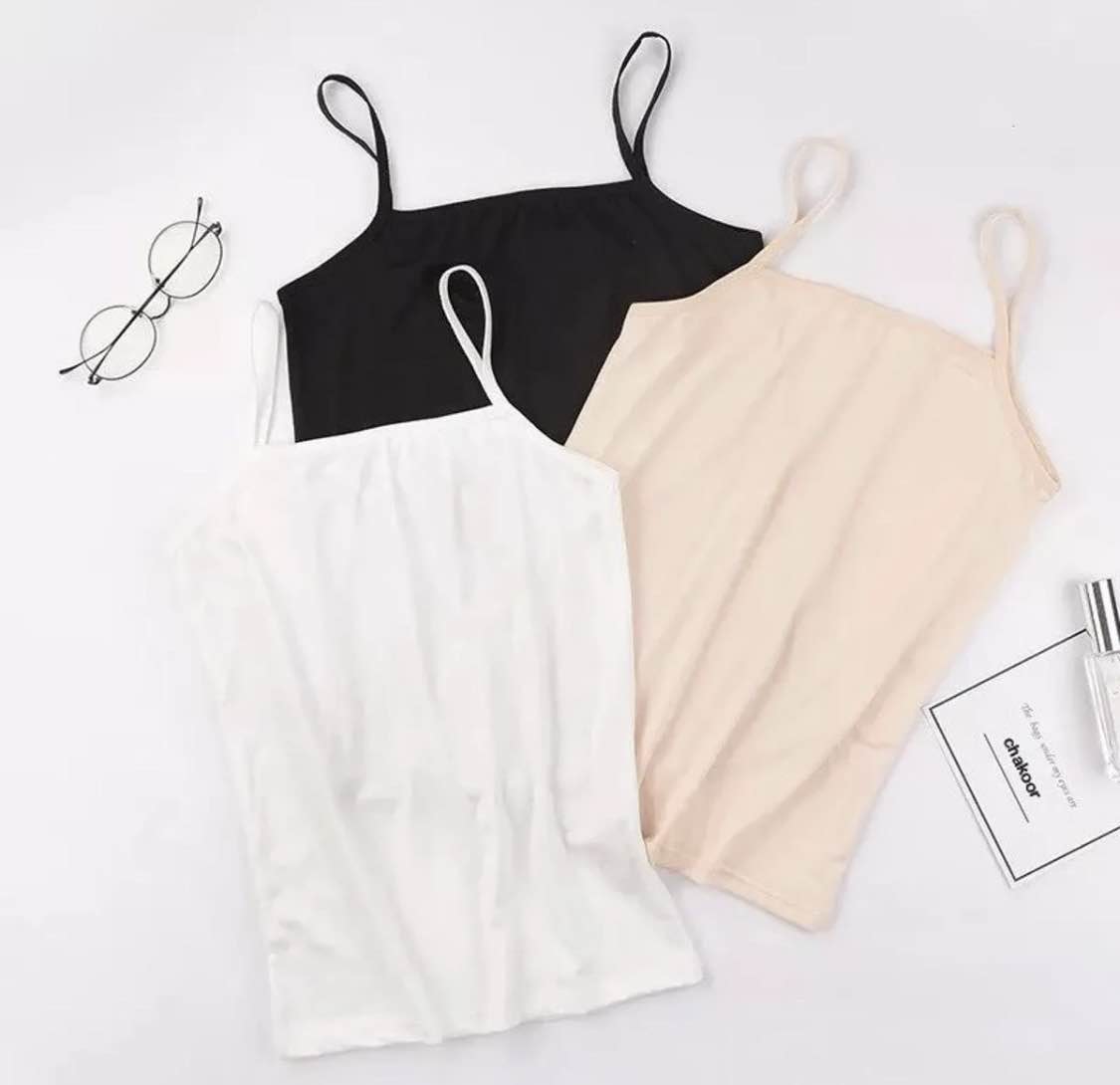 Pack of 3 Cotton Camisoles for Teenage Girls and Women, Stretchable Tank Tops by kapasia sellers