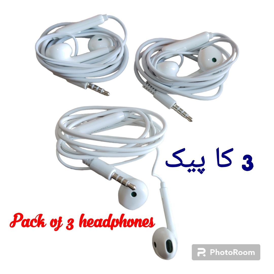 3 in 1 White Headphones Pack High Quality Sound and Bass for Music Lovers price in Pakistan
