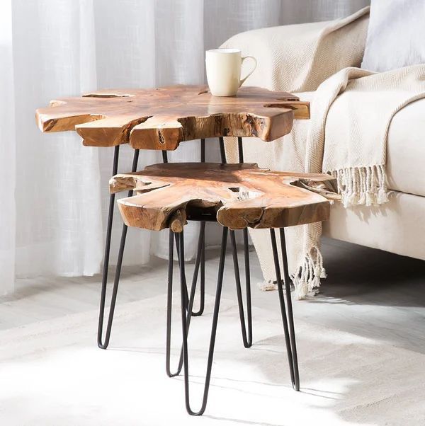 Half Moon Wooden Console Table with Hairpin Legs – Rustic Entryway Table, Modern Sofa Side Table, Handmade Live Edge Hallway Stand, Decorative Wooden Accent Furniture