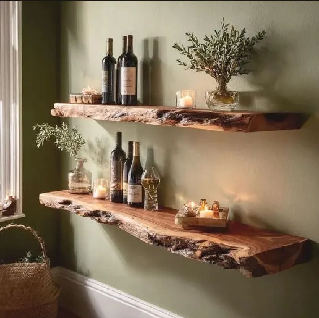 Premium Live Edge Floating Shelf | Custom Size Wooden Wall Mounted Shelf | Rustic Industrial Floating Wall Shelf | Modern Display & Storage Shelf for Living Room, Bedroom, Kitchen & Office