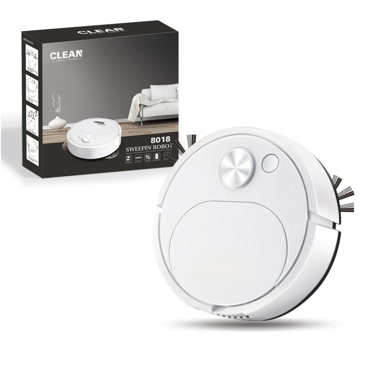 Smart USB Sweeping Robot Vacuum Cleaner 3-in-1 Wireless Mopping 1800Pa Powerful Cleaning for Home Office Floors