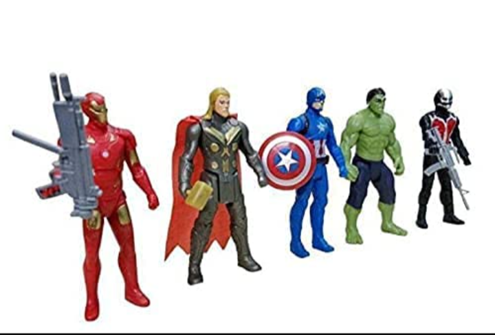 Super Hero Toy Set of 5 Characters Action Figure Play Set : Captain America, Hulkk, Spiderr Man, IronNN Mann and Thanoss