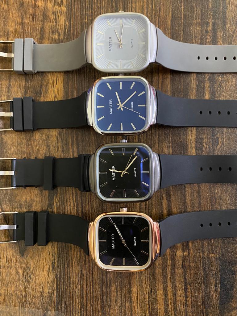 super slim Square dial watch for Men , steel dial with rubber straps , Classic Fashion watch for Men