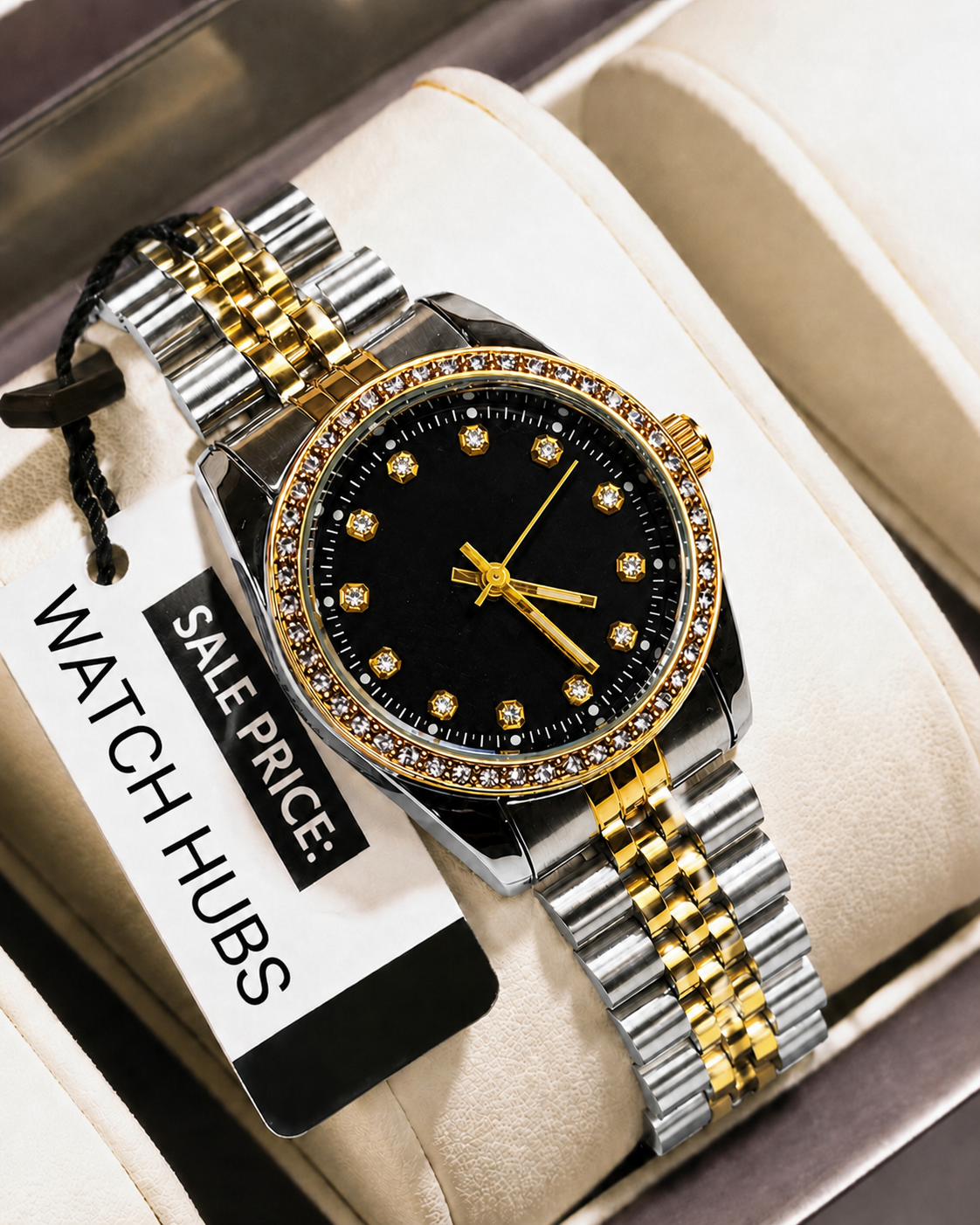 High Quality Diamond Two Tone Watch For Men's - Stainless Steel Watch For Boys