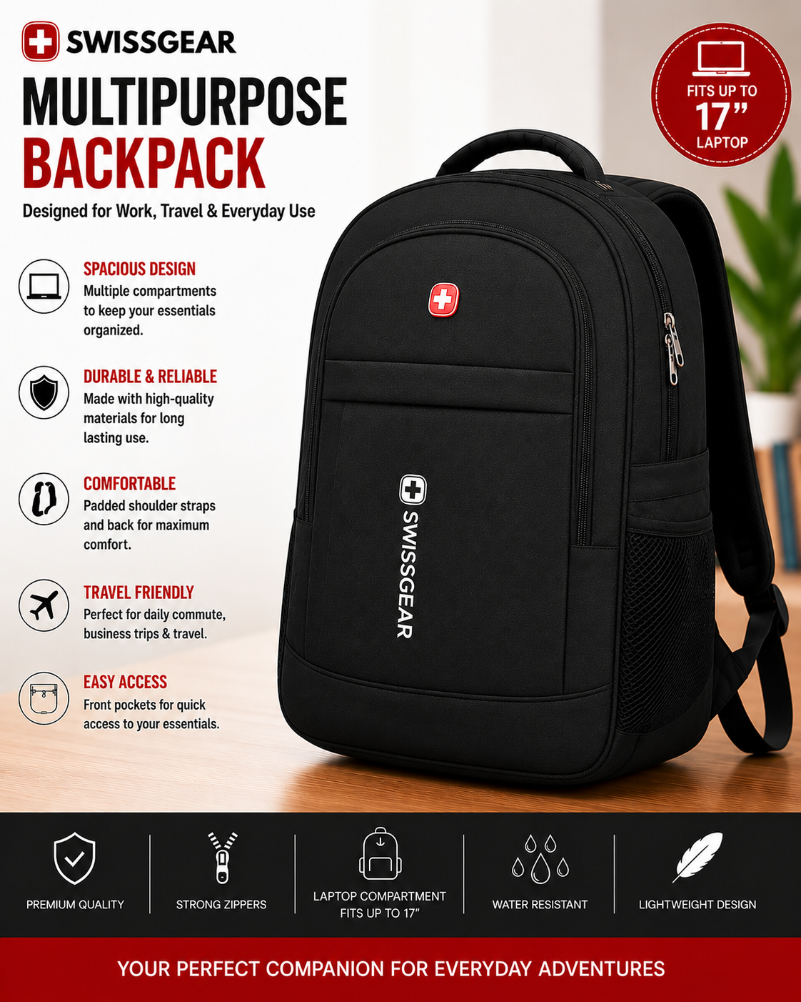Water Resistant Nylon Laptop Travel Backpack For Women Durable Everyday Bag Multiple Pockets For Organized Storage