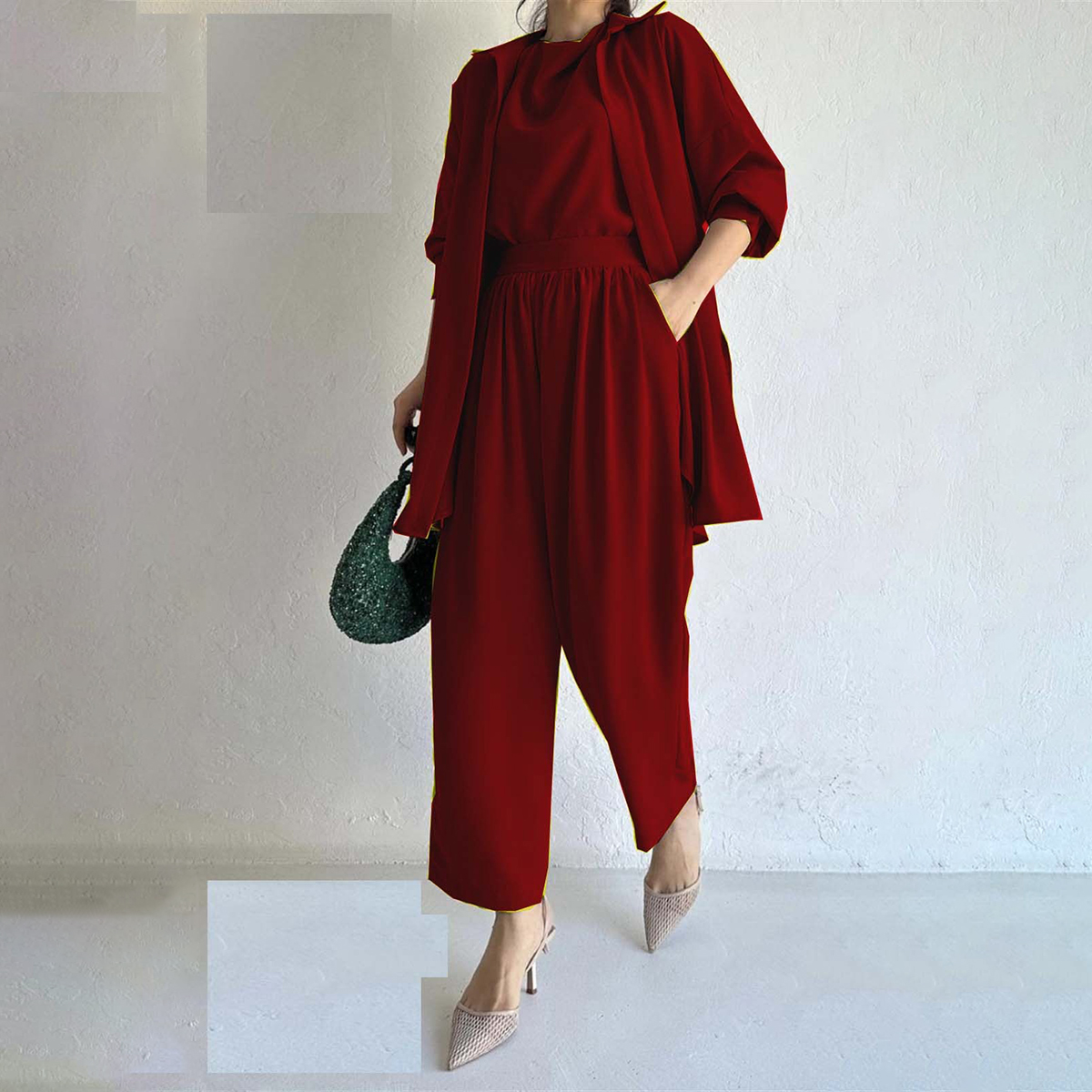 Dealistaan Stitched Stylish Western Wear Jumpsuit 3Pc Dress For Women