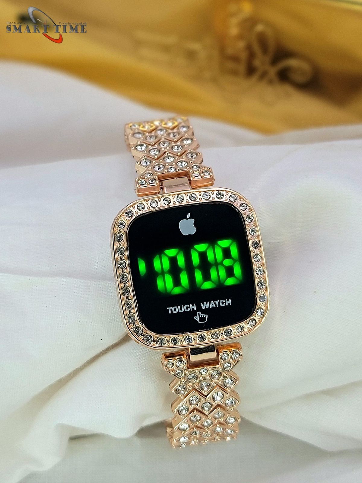 Hot Deal No.1 Full Diamond Touch Screen LED Watch – Steel Chain with Diamonds for Women & Girls