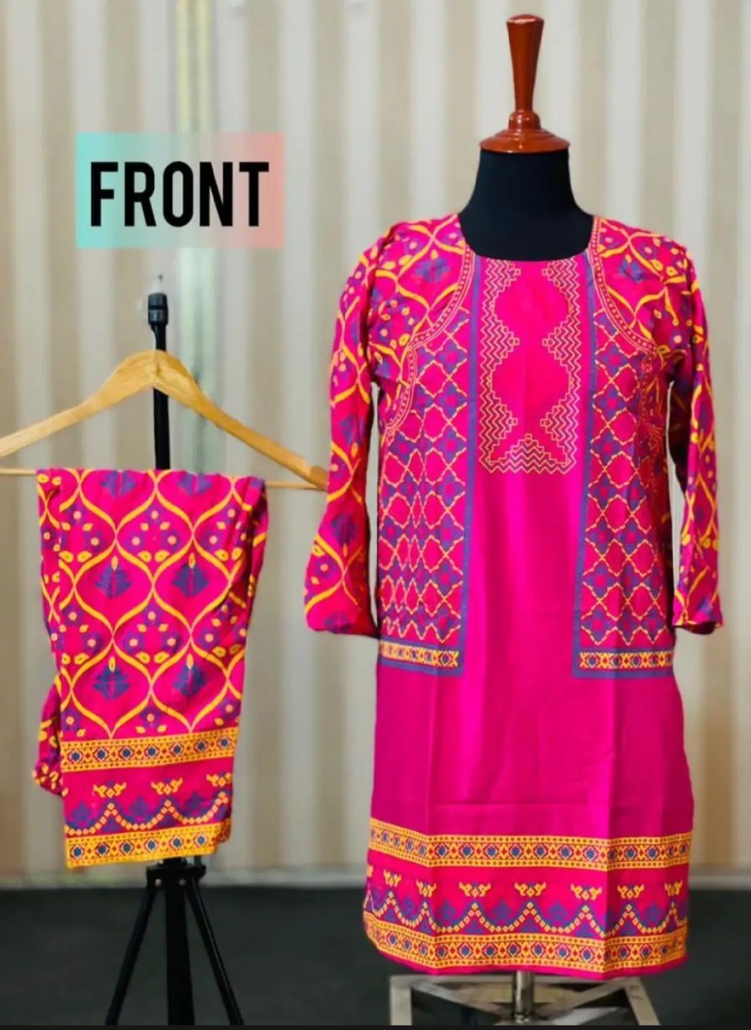 New stylish collection stitched 3D printed jacket 2pc dress for women and girls