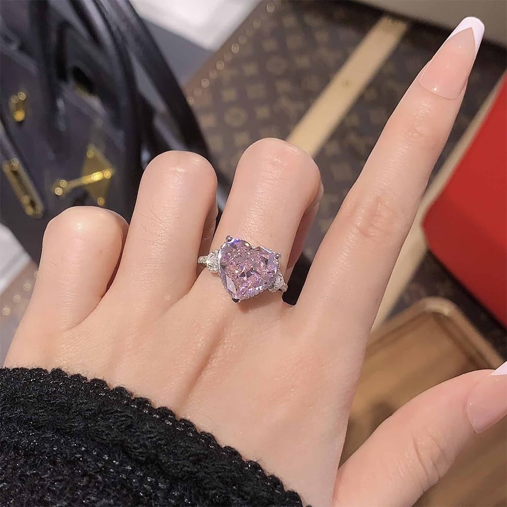 New heart shaped Diamond Finger / Jewelry Pink Heart Eternity Ring Engagement  / Wedding Ring