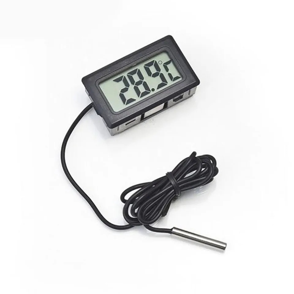 Thermometer Mini LCD Display Digital Temperature Meter With sensor 1m adapter  Black