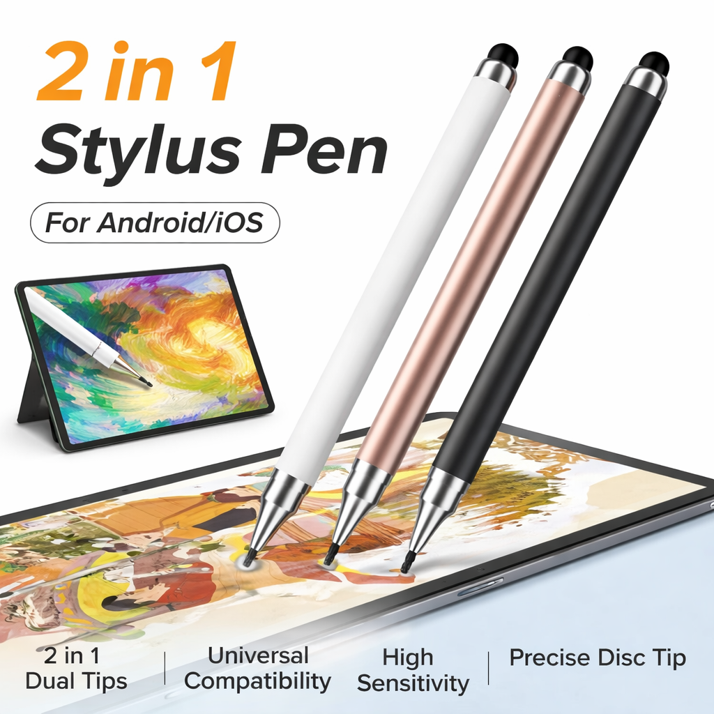 Touch Pen Stylus Pen 2 In 1 Universal Capacitive Touch Screen Stylus Touch Pencil Dual Tip Silicone Disc Stylus Pen for Android Tablet Mobile Laptop Drawing Writing No Charging Required price in Pakistan