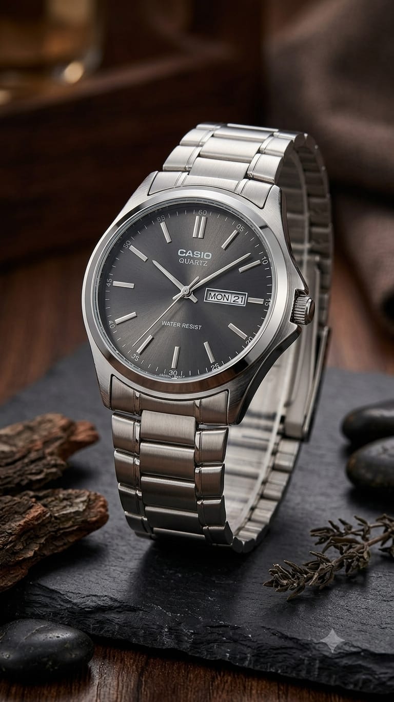 original  Casio watch full stillness steel watch and date din kae sath and Free box 🎁☑️ beautiful and sweet watch