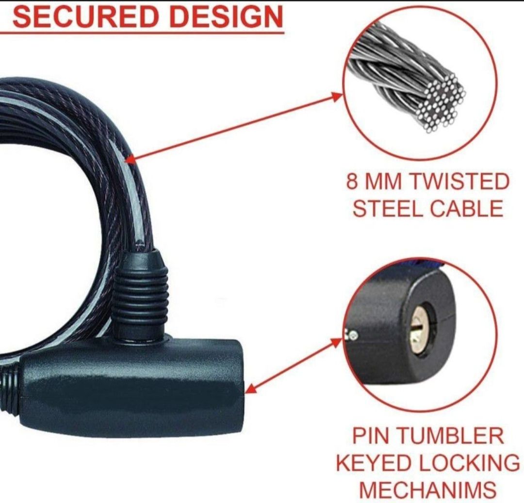 Bike.Cycle Safety Anti-Theft Steel Wire Lock Portable Security Lock With 2 Keys Cycle Lock
