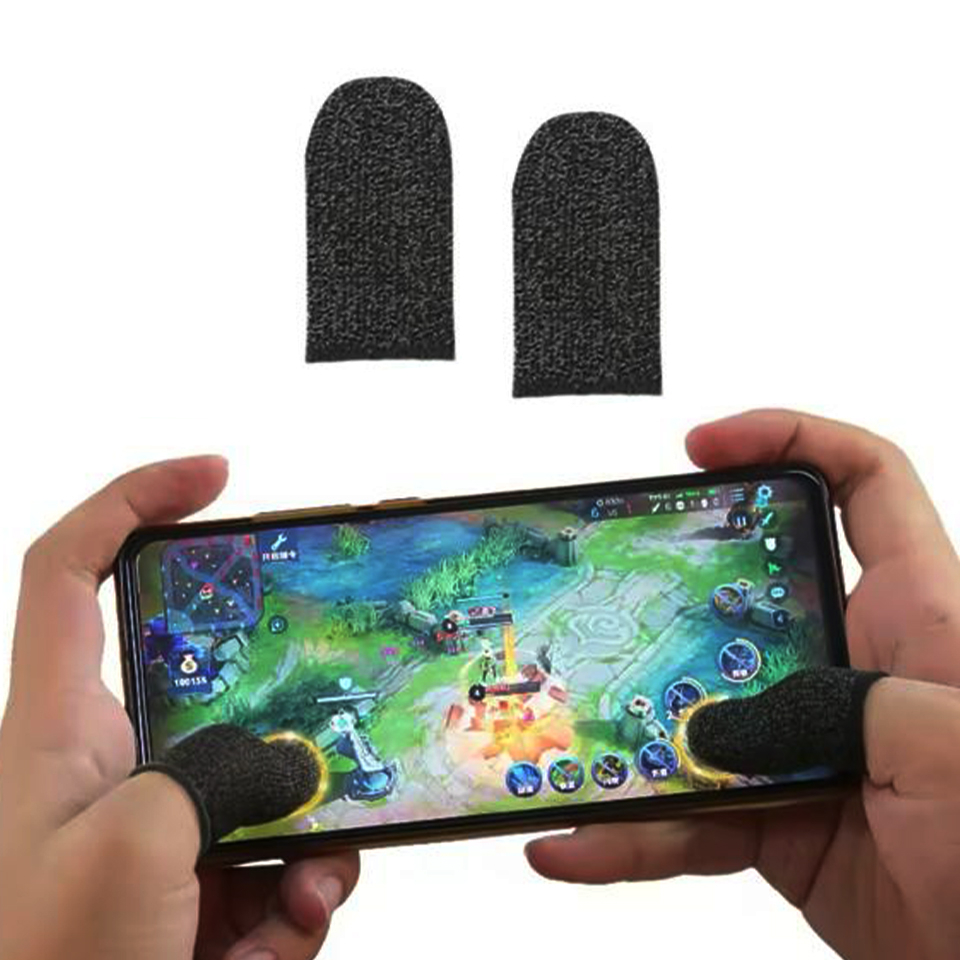 1 Pair (2Pcs) of Mobile Touch Screen PUBG Triggers Fire Button/Anti-Sweat Breathable Thumb Gloves Finger Sleeves For Smooth Gaming Experience Free Size Fits All