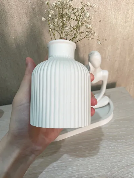 3pc deal of home decor set | Abstract Thinker figure| Stripped Vase | Trinket tray