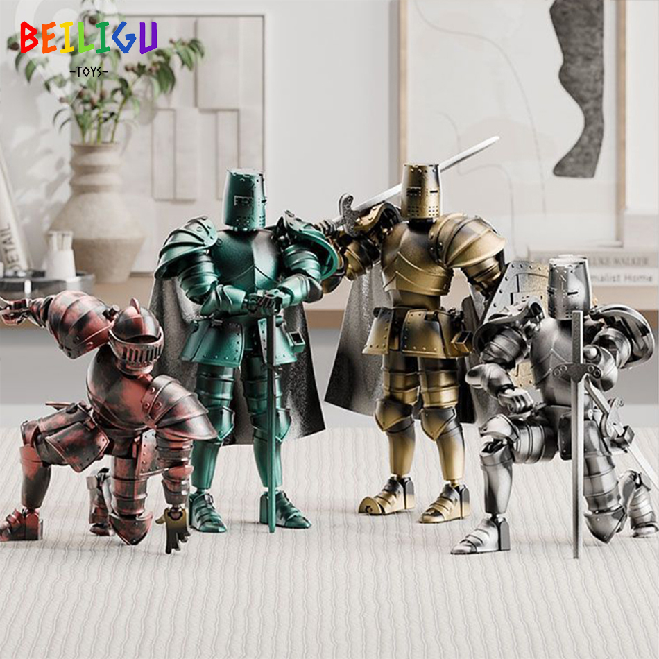 Europe Medieval Knight Multi-Joint Movable Action Figures Warrior Robot Sword Shield Assembly Toy Collection Model Holiday 