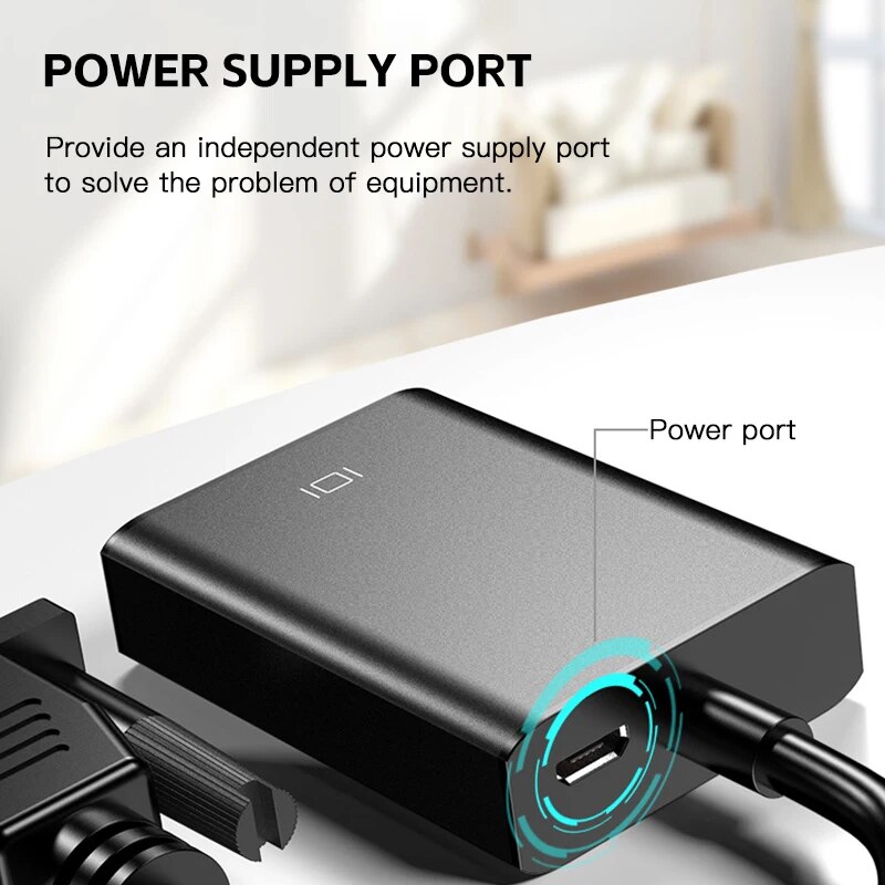 VGA TO HDMI-compatible TV Converter 1080P HD Audio Video Cable Adapter VGA Input HD Output for Computer Laptop TV Projector