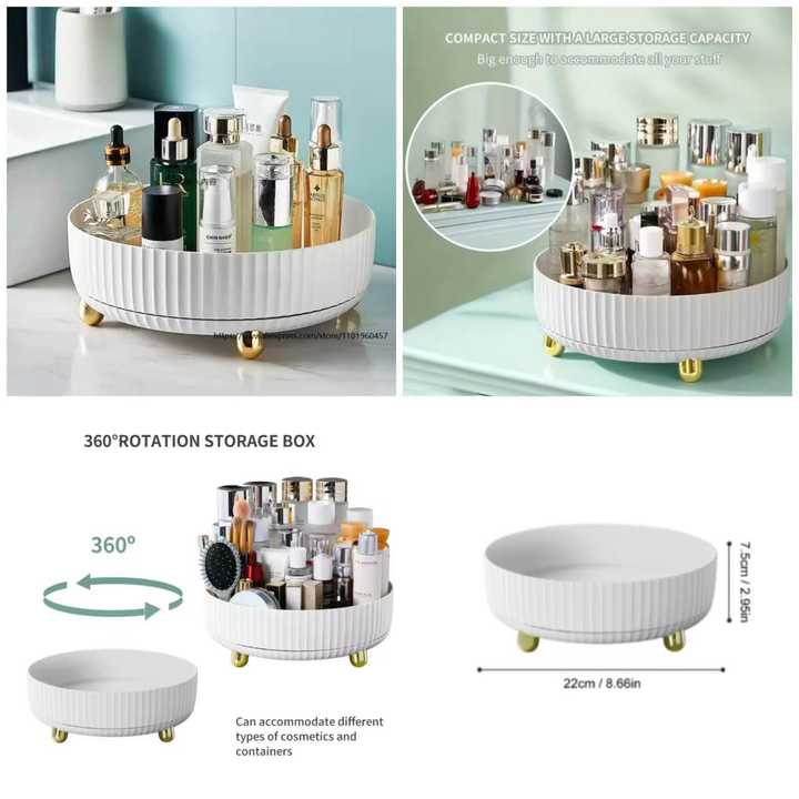 Luxury Rotating Storage Tray – 360° Lazy Susan Organizer | Multi-Purpose Kitchen & Vanity Turntable