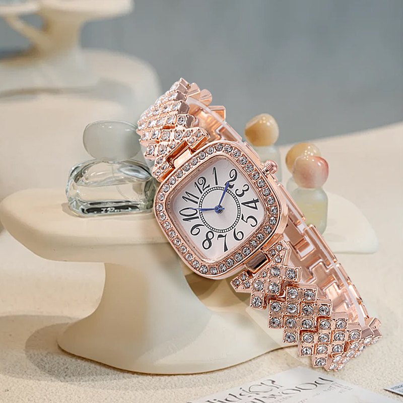 HOT DEALS NO 1 Fashion Luxury Vintage Diamond Square Watch Digital dial Quartz Women's Watch