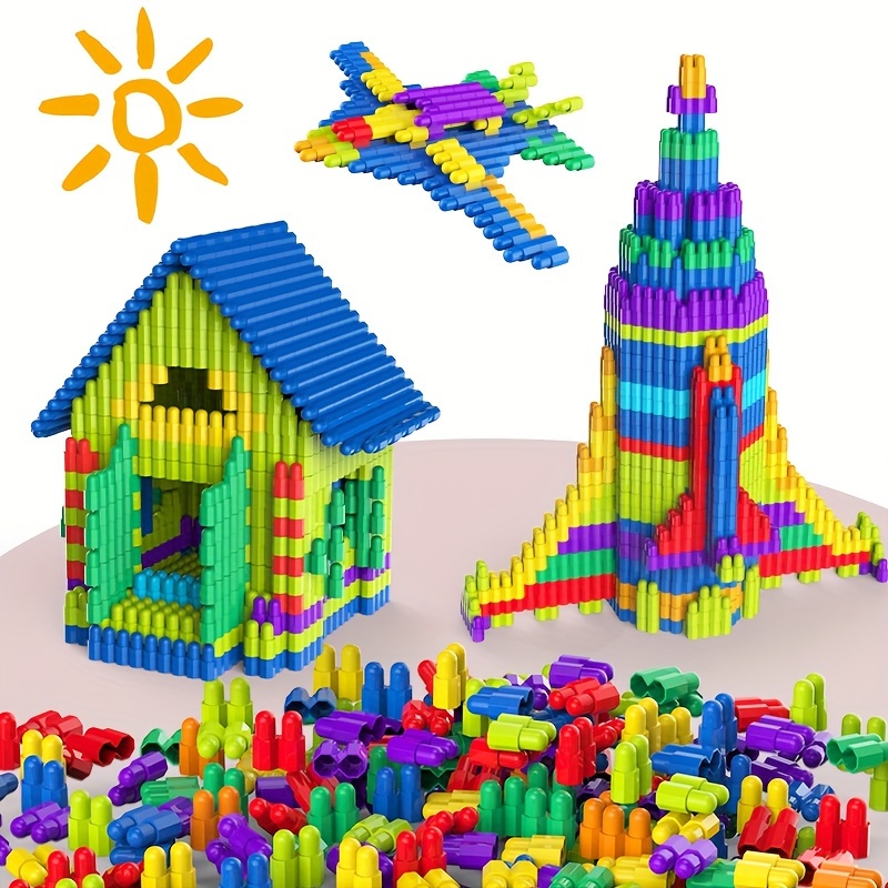 450 Pieces Tube Building Blocks -Brain Development Toy   | Creative Construction Toy | Educational STEM Learning Blocks | DIY Interlocking Bullet Block Set
