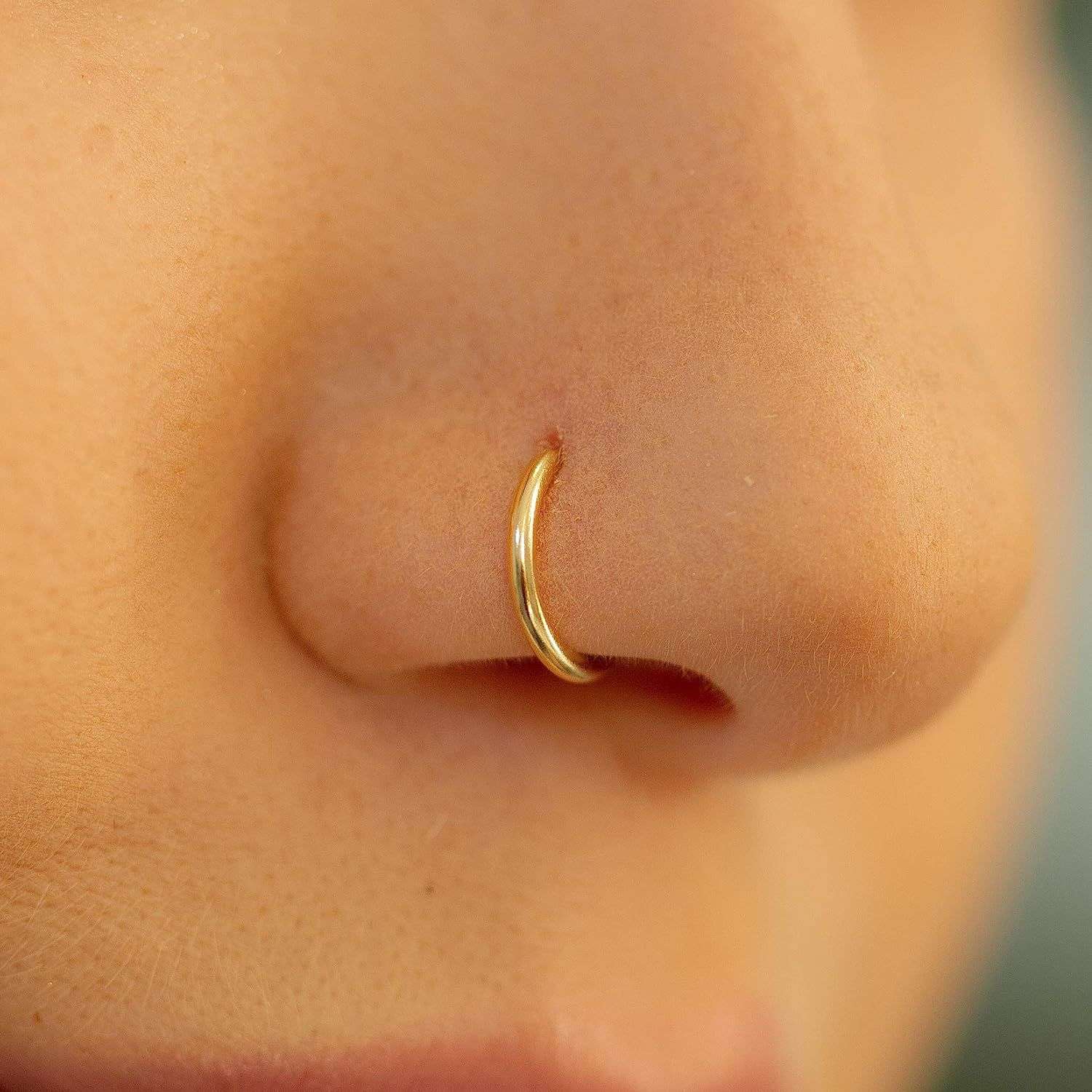 Golden Metal Non Pierced Nose Pins, Size: 1.2 Inch