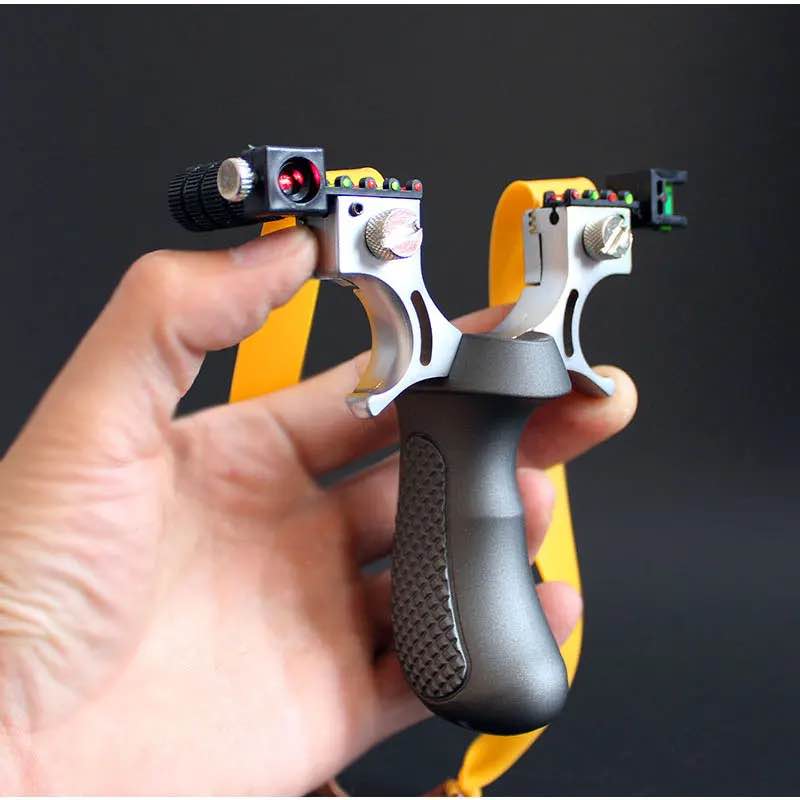 Metal Target Practice Launcher with Laser Pointer High Power Elastic Rubber Band Outdoor Sporting Activity Precision Aim Training Tool