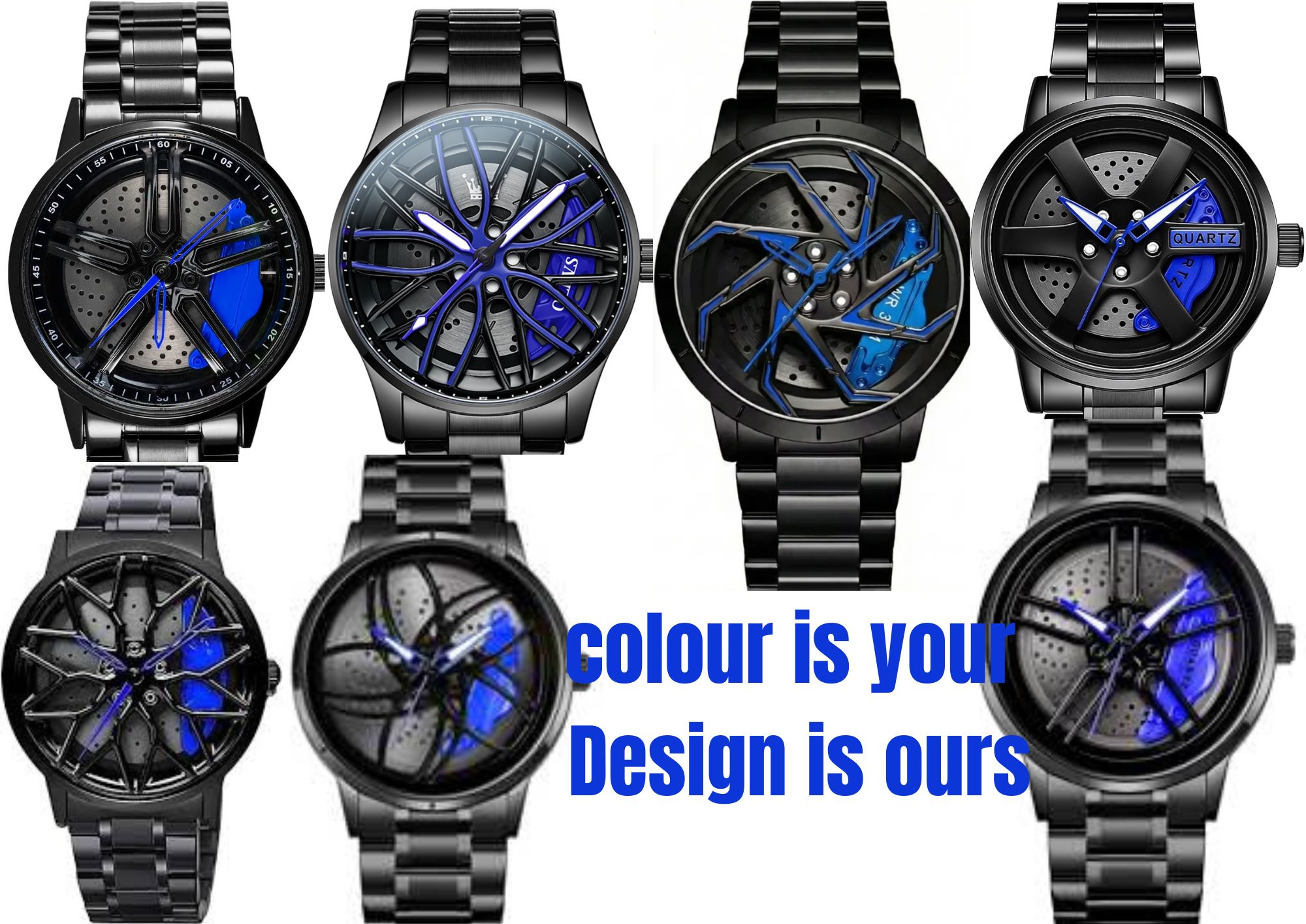 360 Degree Rotatable Rim Watch for Men - Trending Car Wheel Design Wrist Watch - Stainless Steel Waterproof Quartz Watch for Boys - Luxury Sport Wheel Rotation Watch - VibeMotion Original