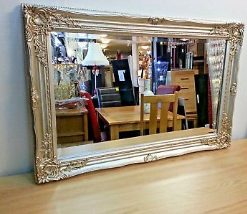 French Style Ornate Vintage Carved Design Bevelled Wall Mirror