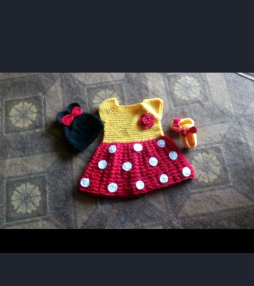 Girls Crochet BABY Pink dress Mickey Mouse character High quality wool |  Daraz.pk
