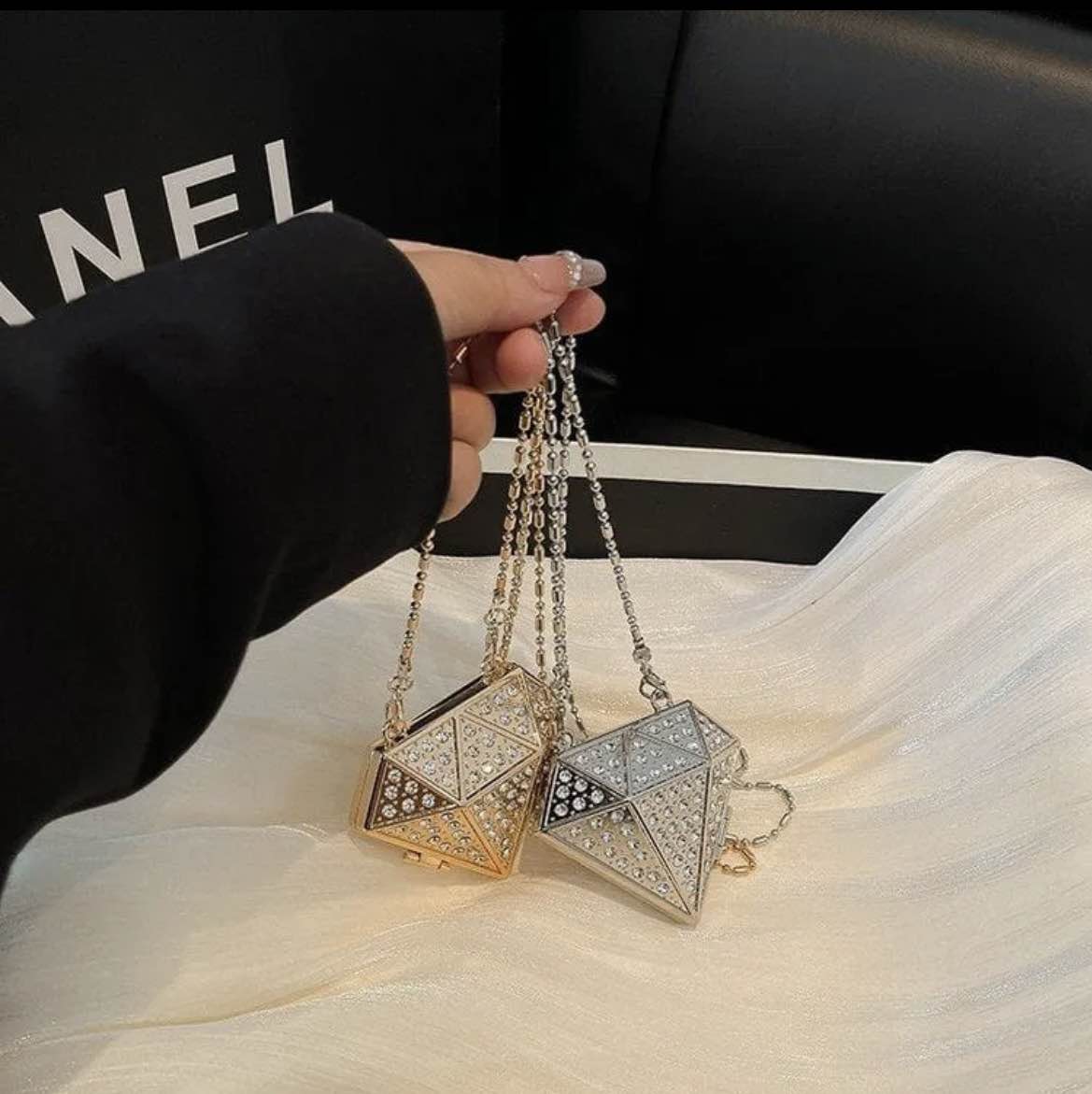 Mini Imported Metallic Diamond Style Clutch For Women & Girls