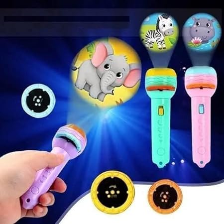 Mini Projector 3 Slides 24 Patterns Flashlight Torch | Kids Projection Light Toy Education Learning Night Light Before Going to Bed | Best Gift for Kids Sleeping Story Toys for Toddlers