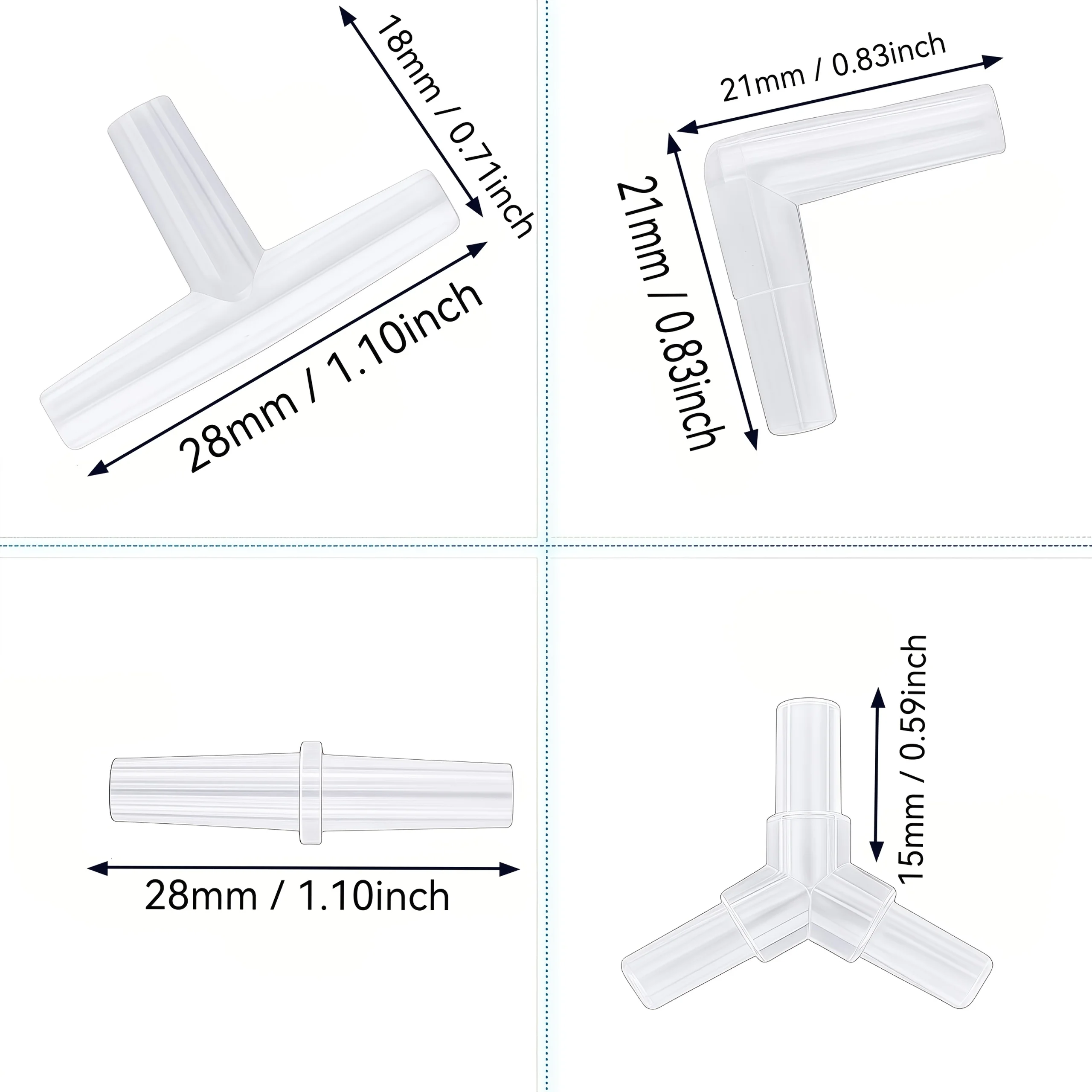 20/40 Pieces Aquarium Air Pump Connector Kit - Durable Plastic Airline Connectors, 4 Unique Designs for Fish Tank Oxygen Distrib