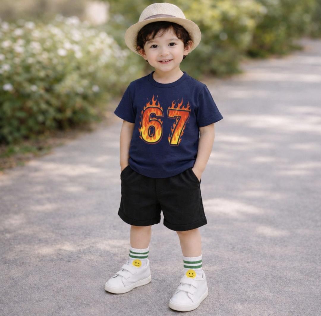 67 T-shirt And Shorts Pant For Kids Baby Boys And Baby Girls Round Neck Shorts Sleeves Tee Stop Clothes Set Dresses Outfit Suit for unisex JHA
