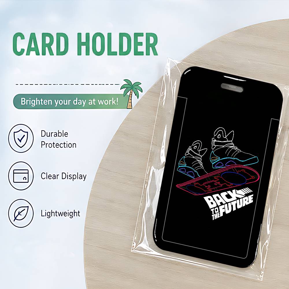 Back To The Future Clear ID Card Holder Lanyard Neck Strap Badge Case Door Credit Card Protector Daily