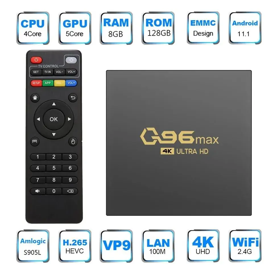 Q96 MAX Smart TV Box 8gb ram 128gb rom Android 11 S905L