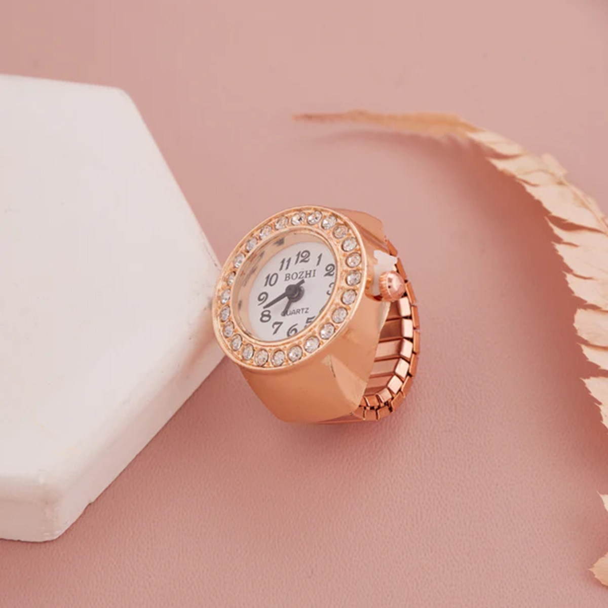 Ladies Finger Ring Watch with Adjustable Chain Elegant Mini Dial for Women and Girls Daily Wear